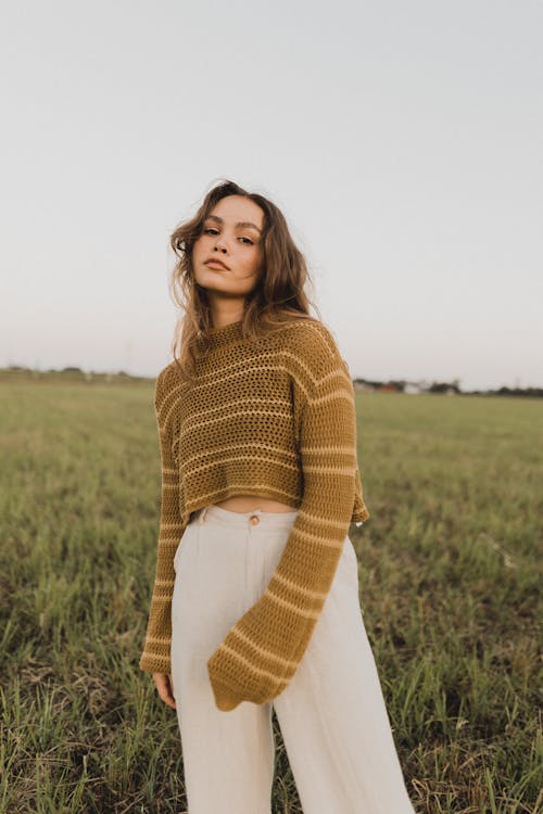 Woman in Knitted Sweater