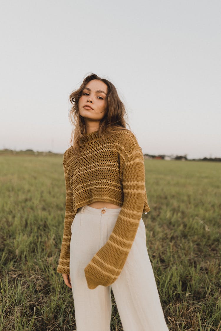 Woman In Knitted Sweater