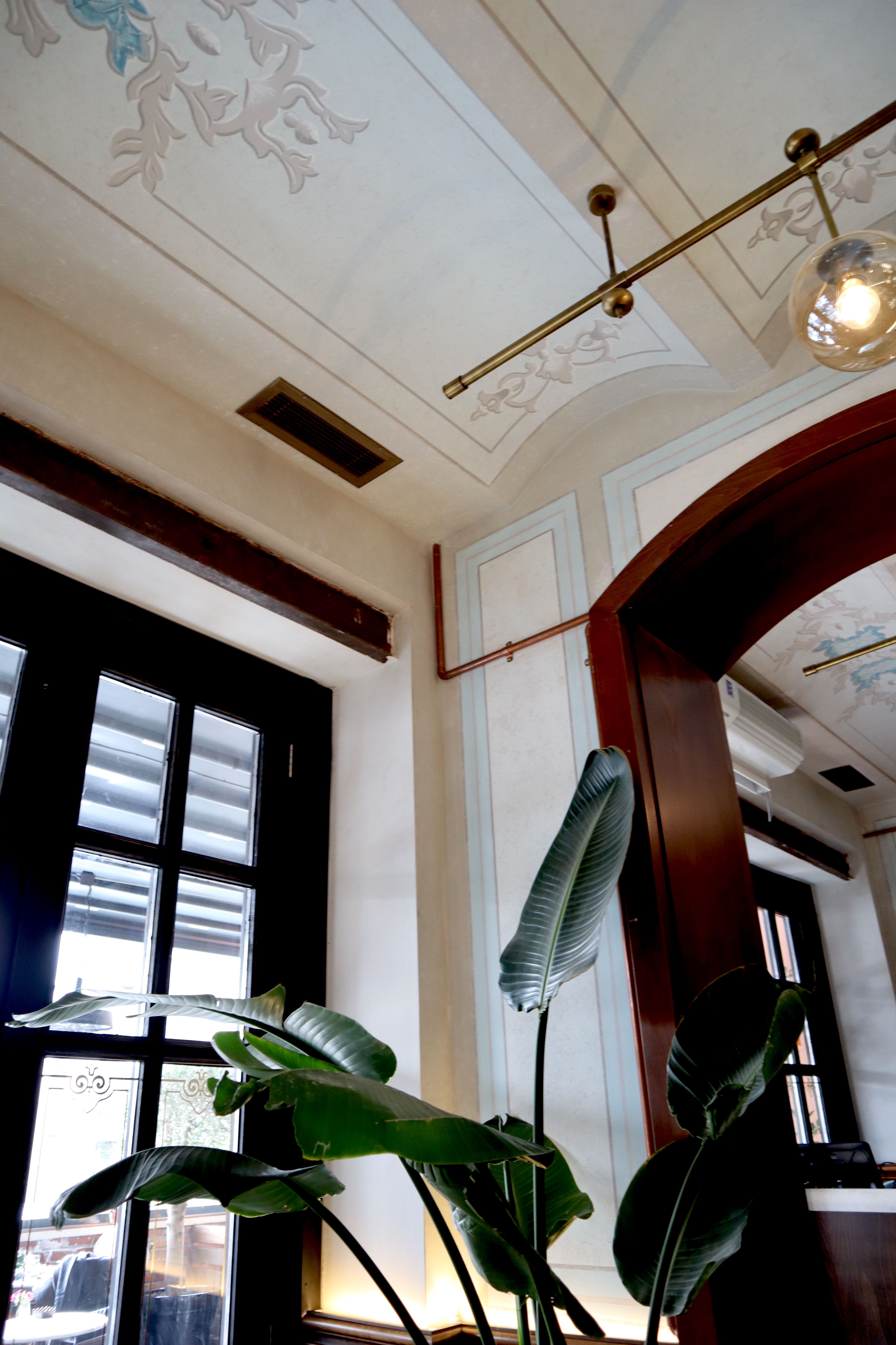 Stylish corner of a room in Istanbul featuring plants and architectural details.