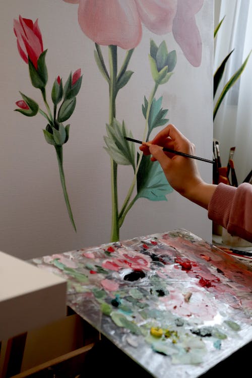 Painting Flowers on Wall