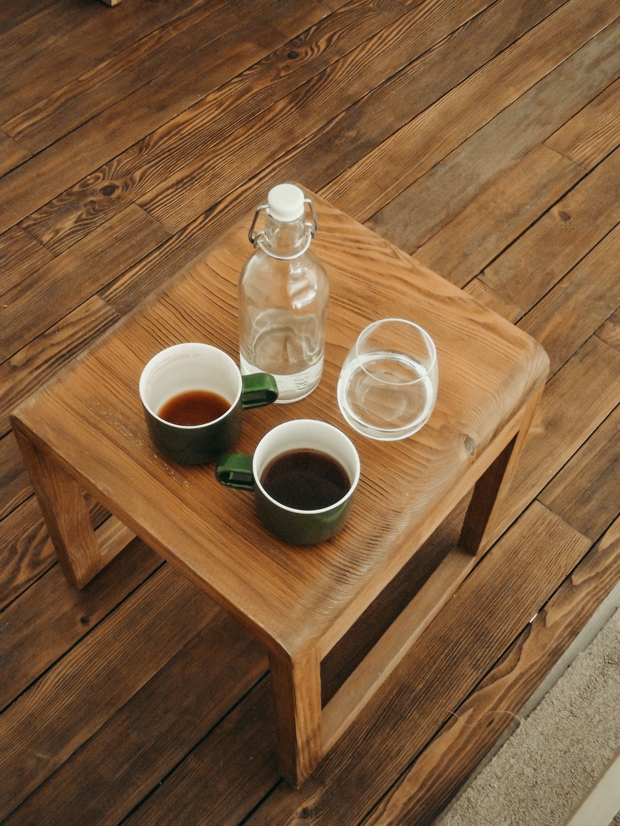 coffee table styling with books and a tray