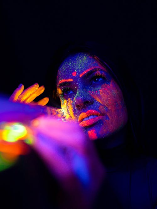 Woman with Colorful, Painted Face