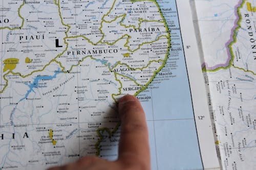 Free stock photo of brazil, brazil s map, finger pointing