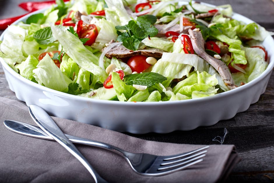 Vegetable Salad On Round White Ceramic Bowl