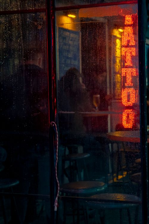 Bar Window in Rain from Night Street · Free Stock Photo