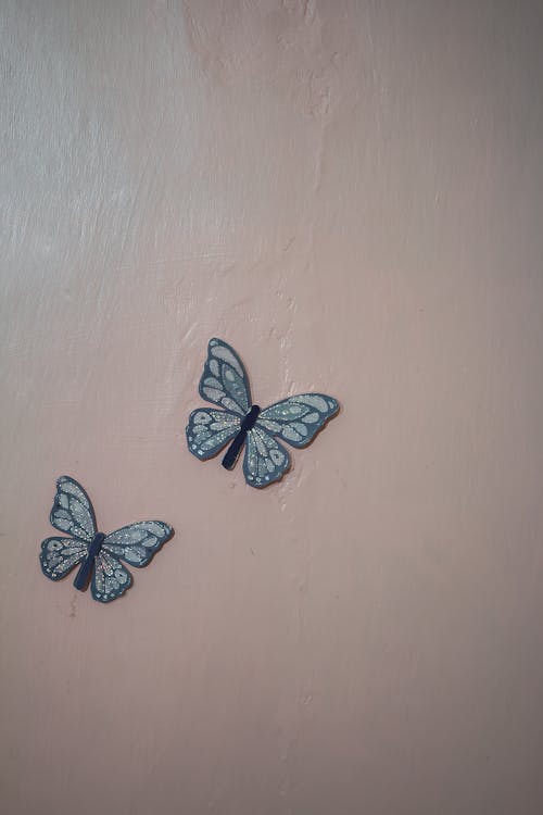 Artificial Butterflies on White Wall