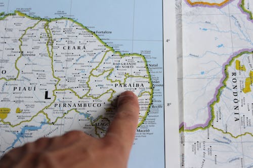 Free stock photo of brazil, brazil s map, finger pointing