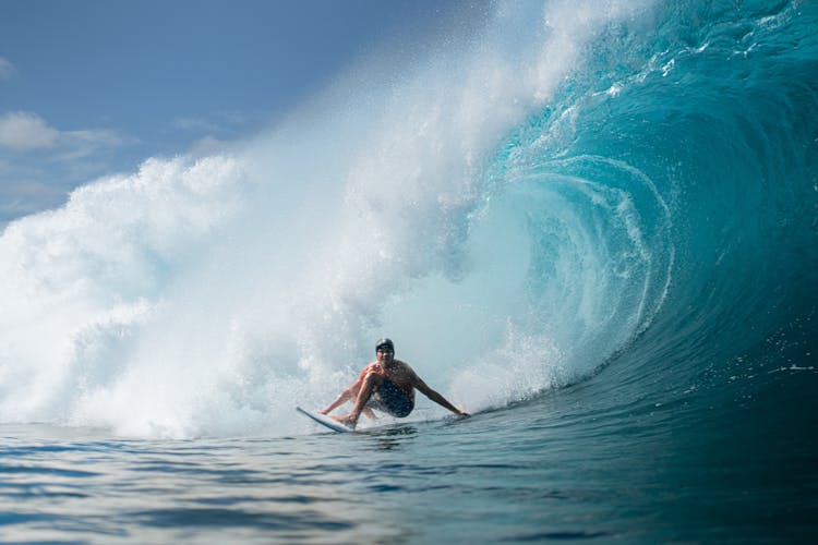 Surfer Under Wave