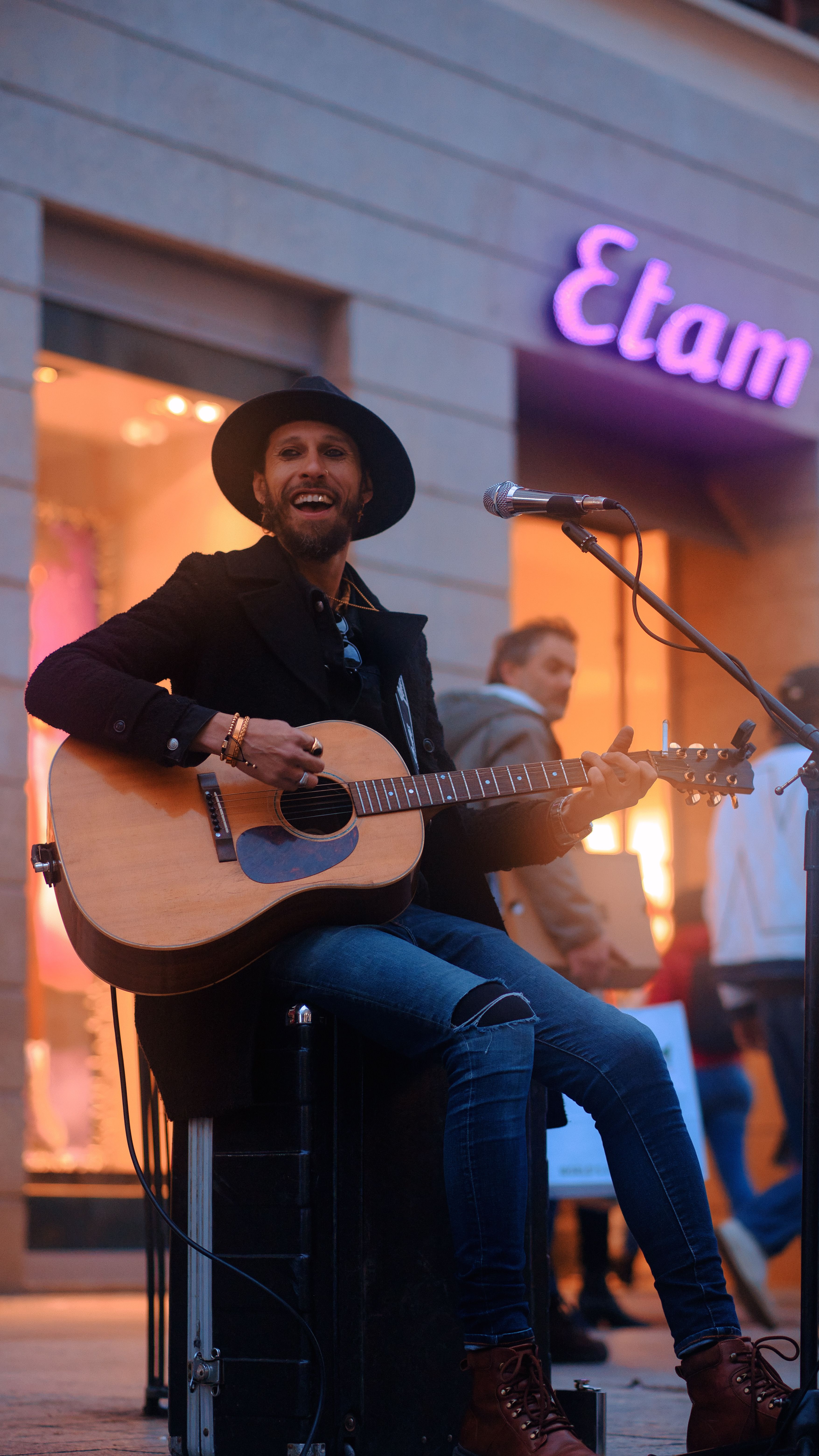 Smiling Street Musician in Town · Free Stock Photo