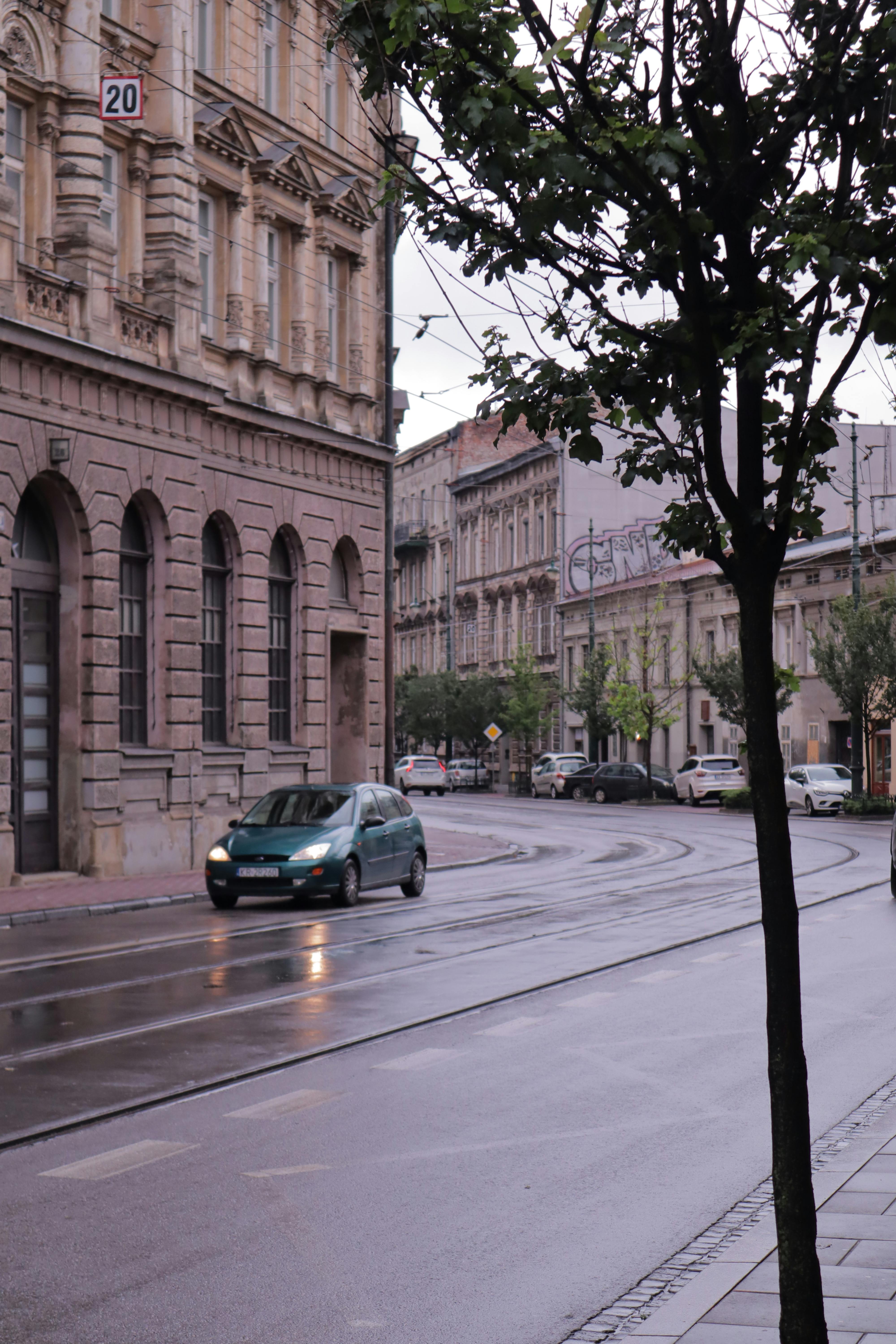 Ford Focus on Wet Street in Town · Free Stock Photo