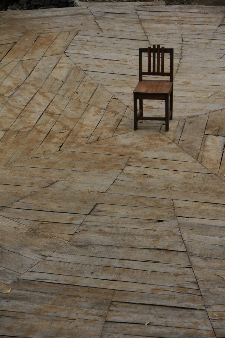 Single Wooden Chair On Stage