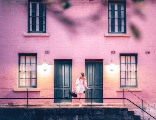 Pink Wall of Residential Building