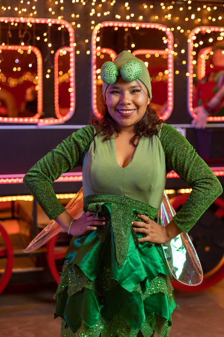 Smiling Woman In Frog Costume