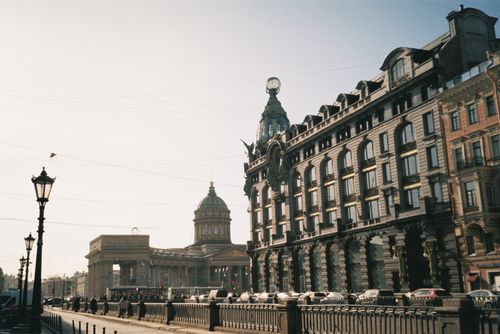 Free Street view of iconic historical buildings in Saint Petersburg, Russia under sunlight. Stock Photo