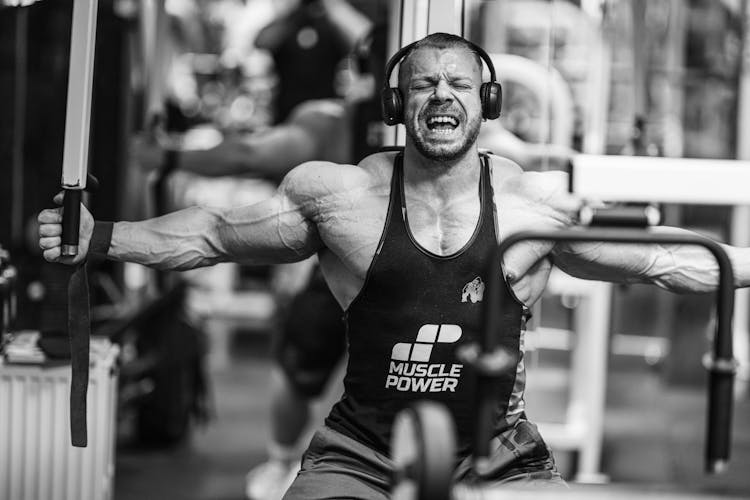 Monochrome Photo Of Muscular Man In Black Tank Top