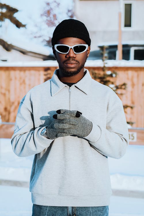 Man Wearing Sunglasses in Winter