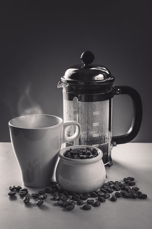 Free A Cup of Coffee and a French Press Stock Photo