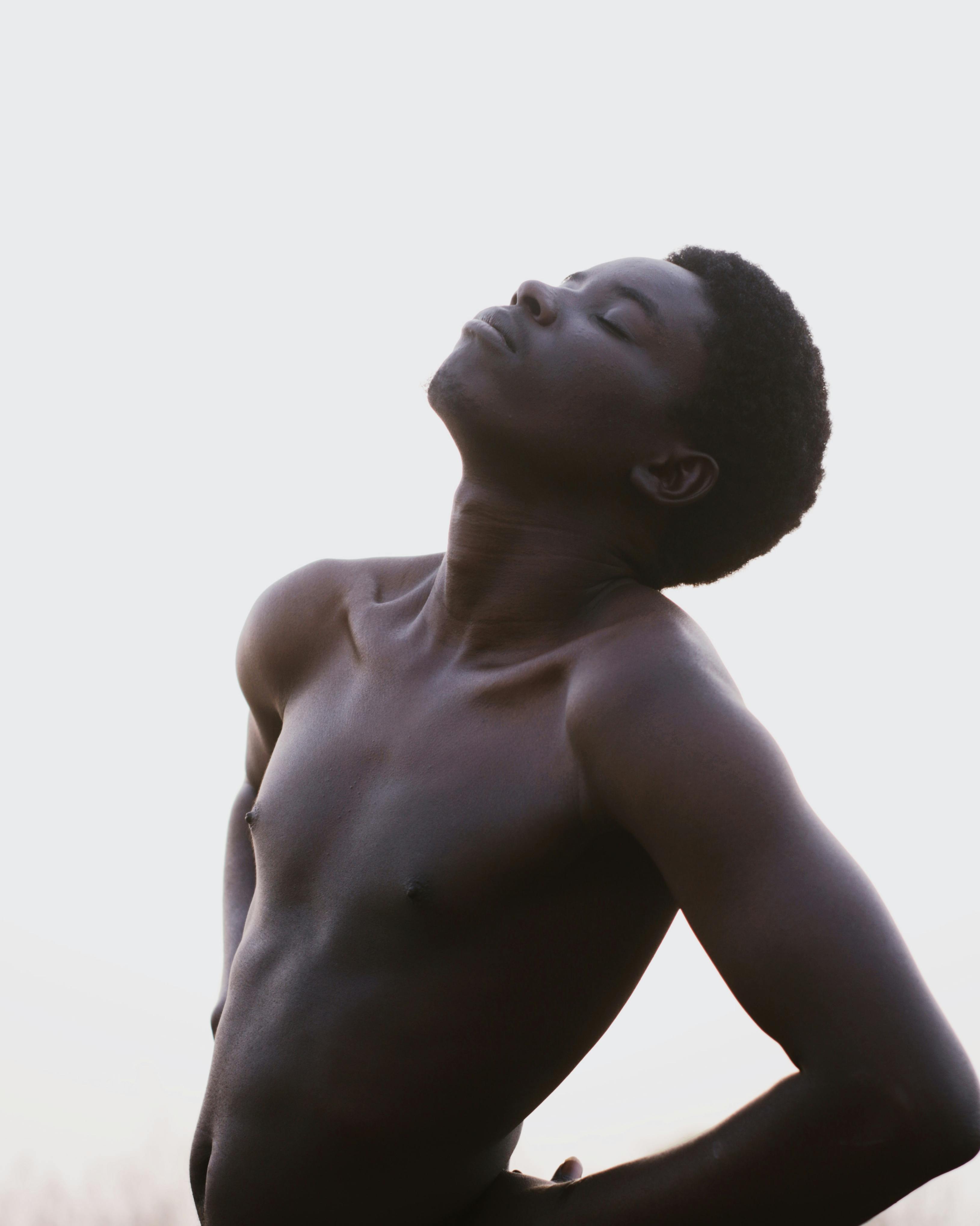 man taking a sun bath