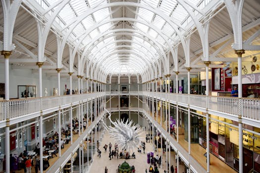 Explore the grand architecture of Edinburgh's National Museum of Scotland.