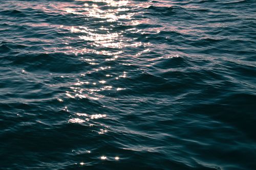 Free Close-up of deep blue ocean waves with sunlight reflecting, creating a serene and textured water surface. Stock Photo