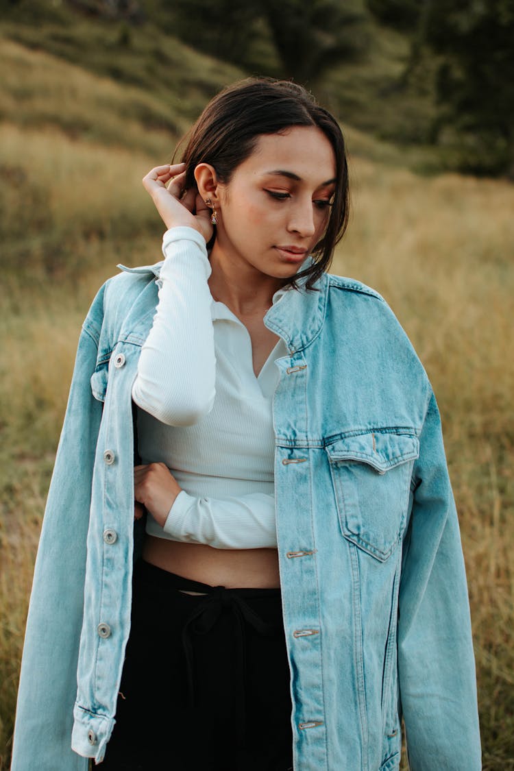 Woman In Denim Jacket