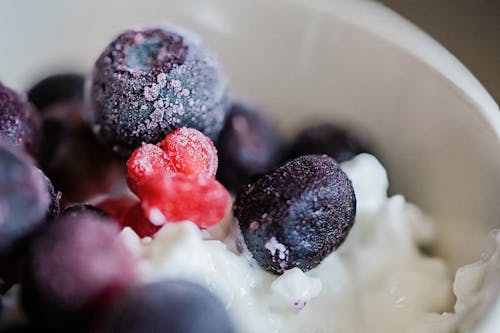 Free Frozen Yogurt with Berries Stock Photo