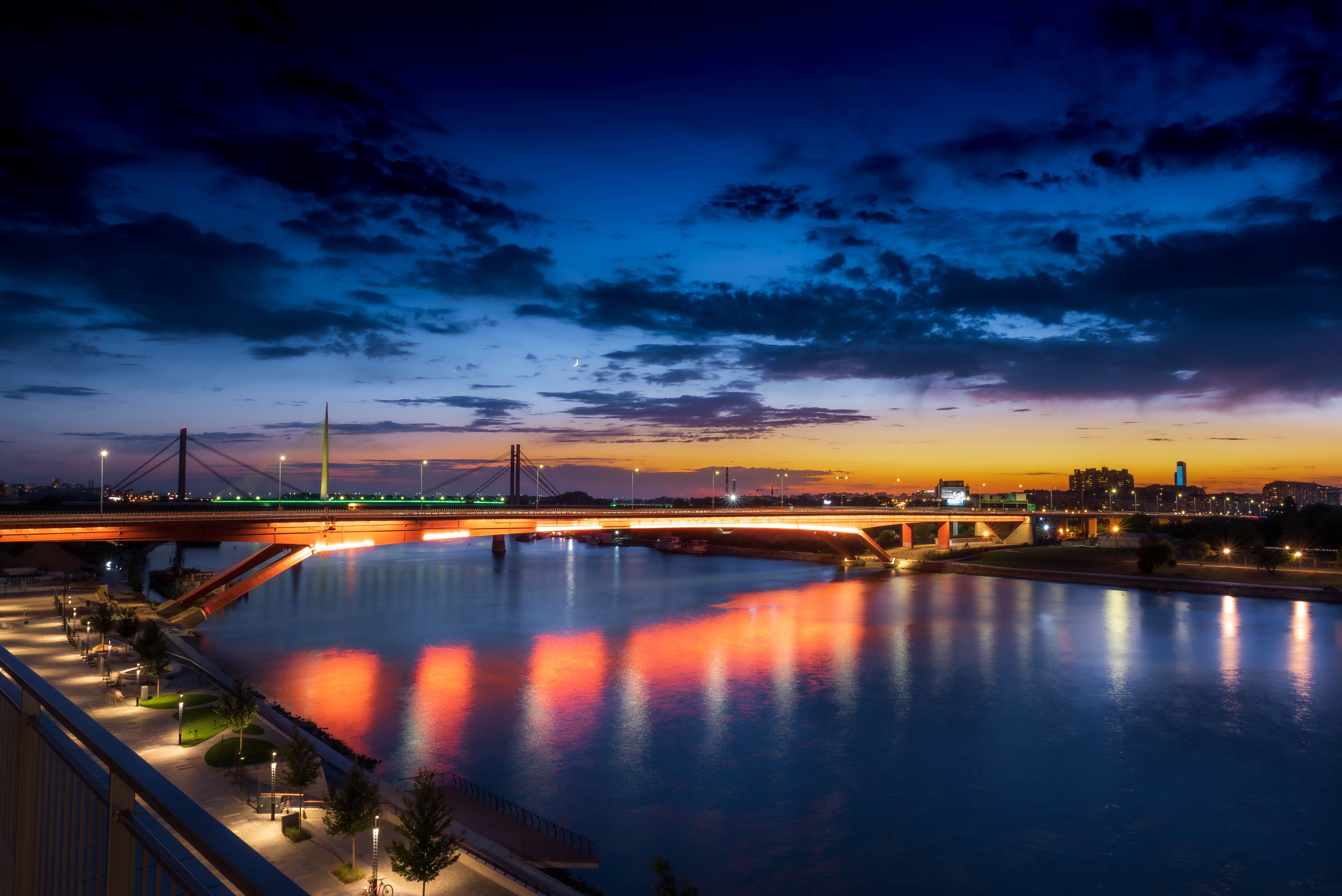 Illuminated Bridge at Night · Free Stock Photo