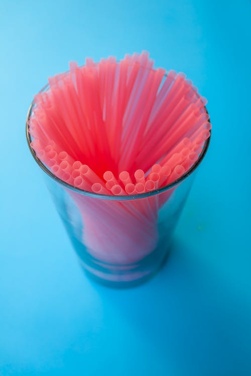 Red Straws in Glass