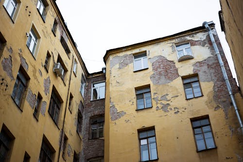 Rundown Residential Buildings in a City 