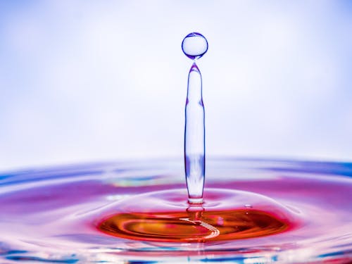 Close-up of a Droplet Falling into the Water 