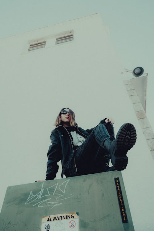 Low Angle View of Woman in Leather Boots