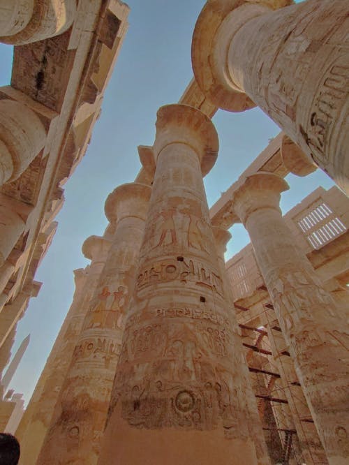 伟大的柱式大厅, 低角度拍攝, 卡纳克 的 免费素材图片