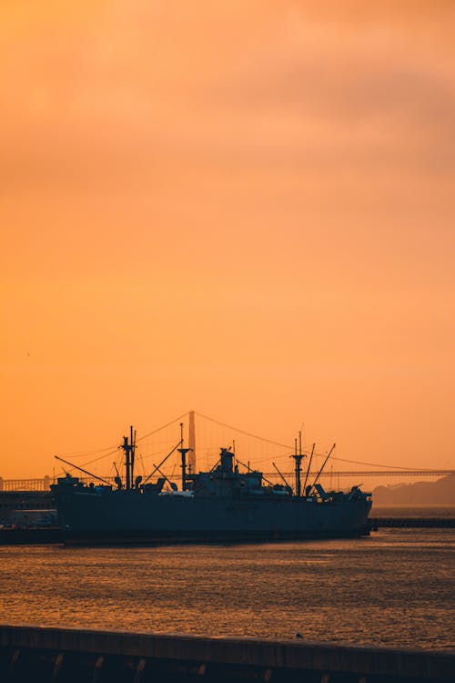 Free stock photo of boat, cargo ship, dawn