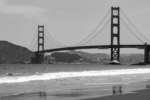 Grayscale photo of a Bridge