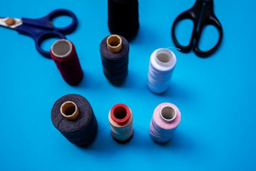 Spools of Thread and Scissors