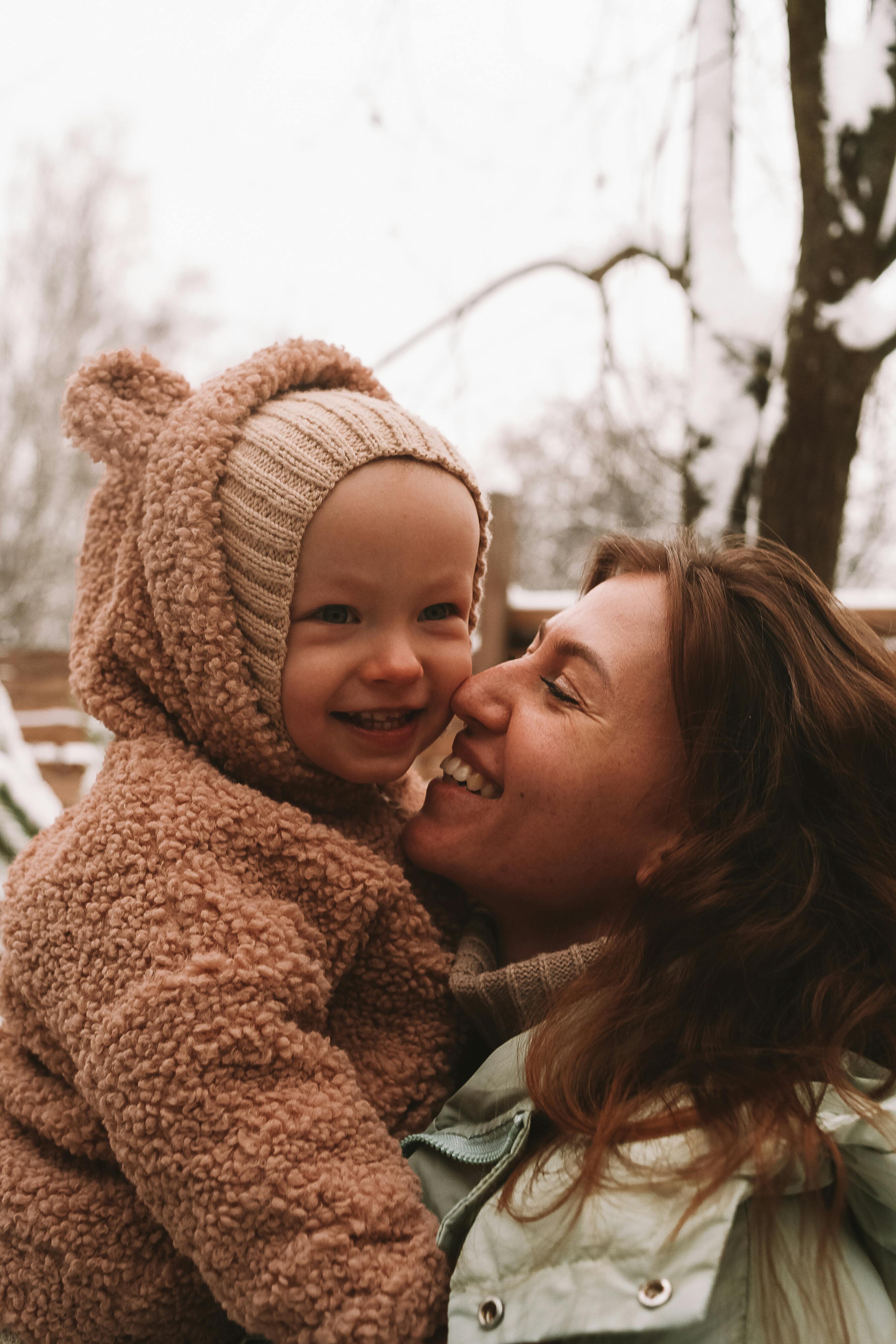 happy mother and son