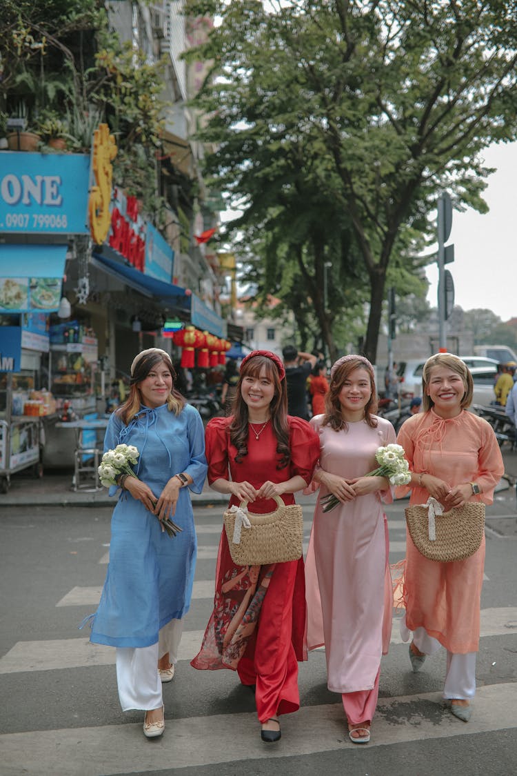 Group Of Women Crossing The Street