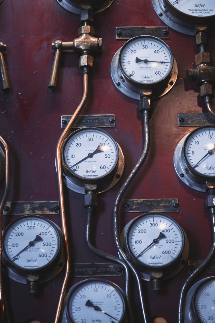 Old Meters On A Wall 