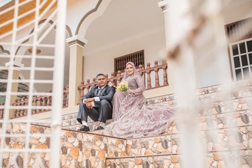 Fotos de stock gratuitas de escaleras, foto de ángulo bajo, fotografía de boda
