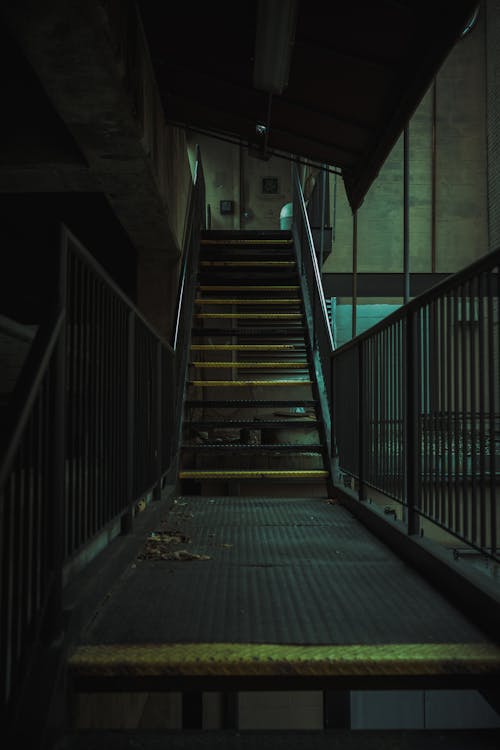 Creepy Stairs with Metal Railings 