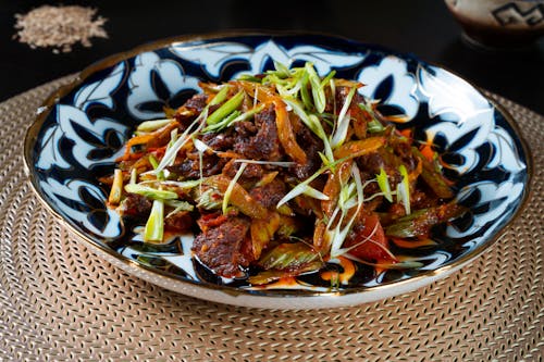 Meat with Vegetables on a Plate 