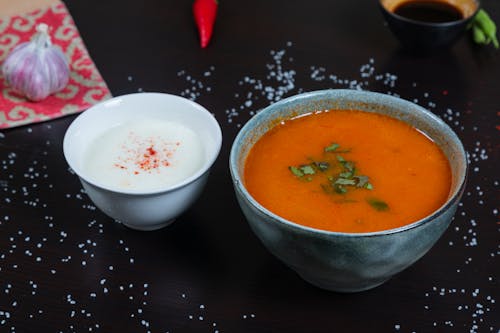 Free Tomato Soup in Gray Ceramic Bowl Stock Photo