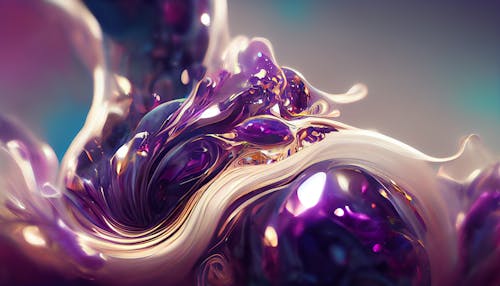 Abstract amethyst, violet and purple paint splatter background. Fluid shapes, dynamic composition. Design element.