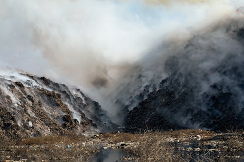View of Burning Piles of Waste 
