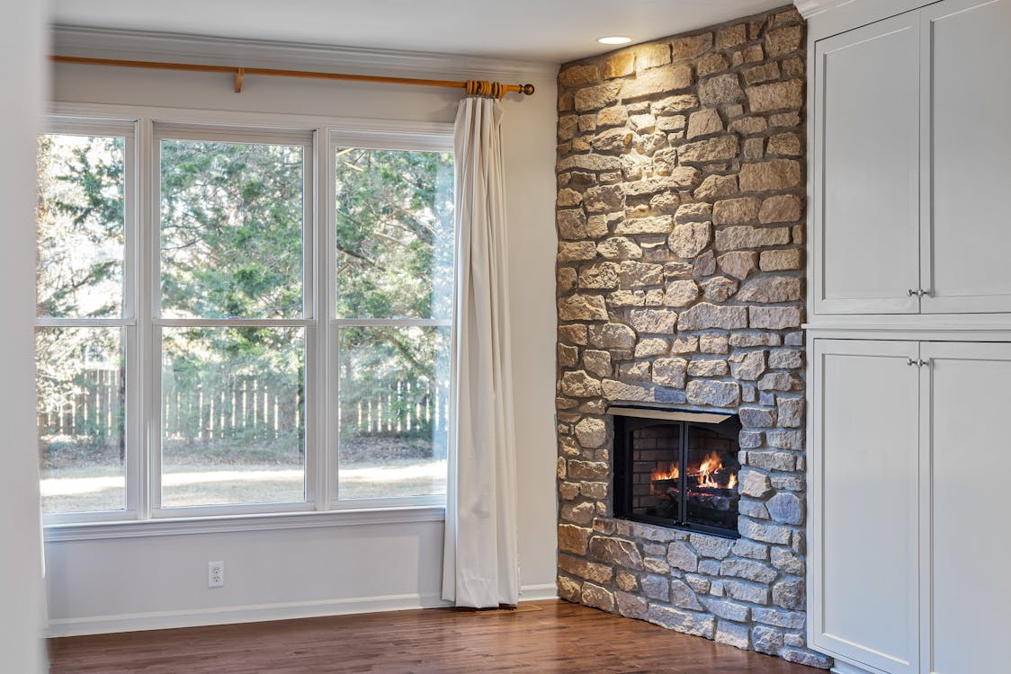 Fireplace Made Using Sustainable Masonry Materials