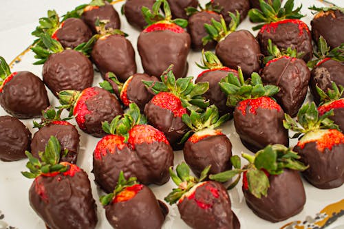 Close-up of Chocolates on the Strawberries
