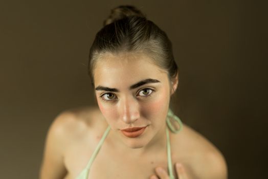 Woman with Prominent Eyebrows
