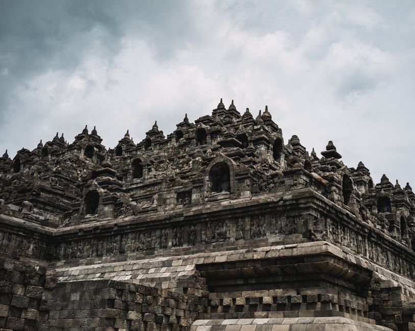 Sunrise view over Borobudur Temple in Central Java, Indonesia