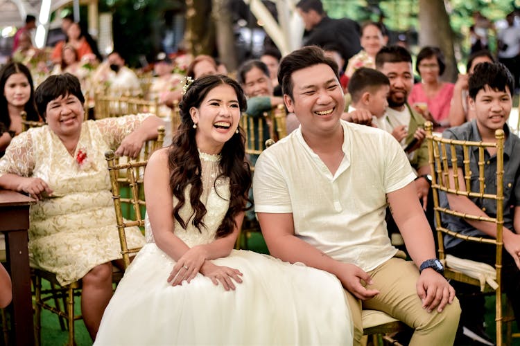 Laughing Couple On Wedding