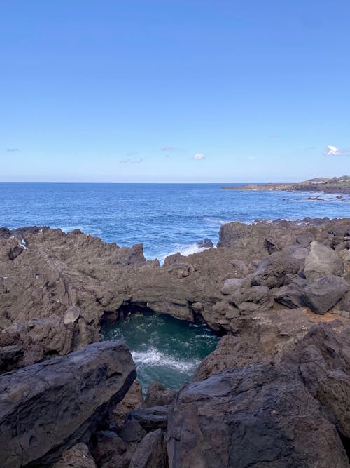 Clear Sky over Rocks on Shore